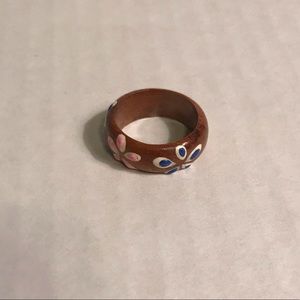 Hand painted Hawaiian flower wooden ring